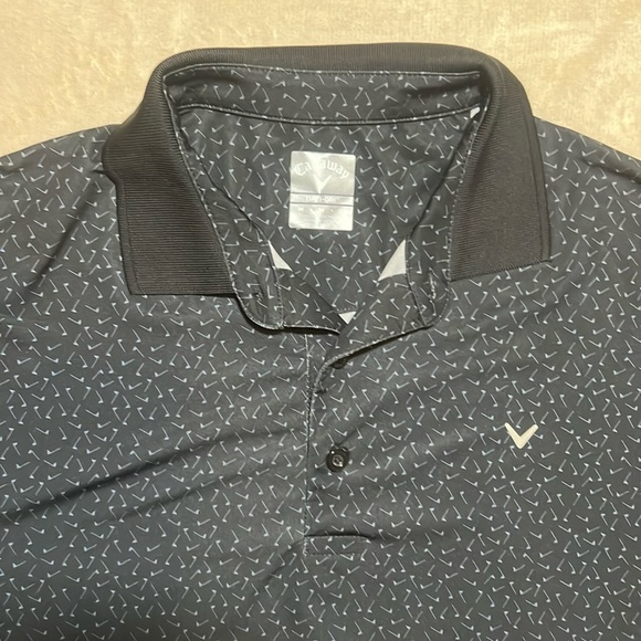 Callaway Men's Opti-Dri Polo Shirt - Navy with tiny Golf Flag Print sz M - Picture 3 of 9